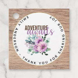 アドベンチャーアワイ素朴ズパープルフラワーベビーシャワー フェイバータグ