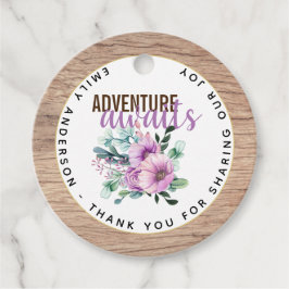 アドベンチャーアワイ素朴ズパープルフラワーベビーシャワー フェイバータグ