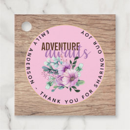 アドベンチャーアワイ素朴ズパープルフラワーベビーシャワー フェイバータグ