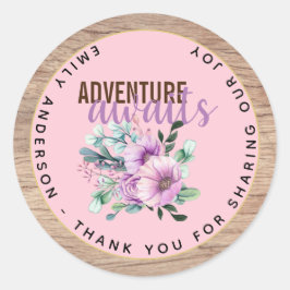 アドベンチャーアワイ素朴ズパープルフラワーベビーシャワー ラウンドシール