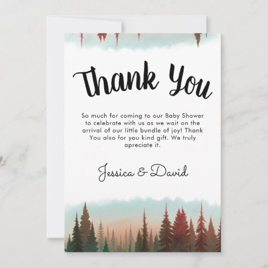 アドベンチャーアワイ素朴ズフォレストベビーシャワー サンキューカード (正面)
