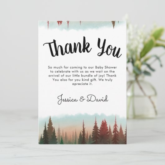 アドベンチャーアワイ素朴ズフォレストベビーシャワー サンキューカード (スタンド正面)