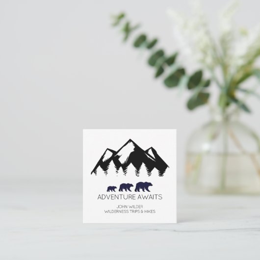 アドベンチャーアワイ素朴ズベアーズアウトドアハイクスガイド スクエア名刺 (スタンド正面)