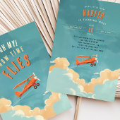 アドベンチャーアワイ飛んでいるツ – 飛行機ファースト誕生日 招待状