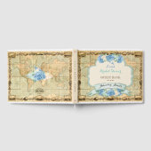 アドベンチャーアワitsヴィンテージワールドマップブルーアジサイ ゲストブック (全面)