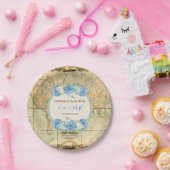 アドベンチャーアワitsヴィンテージワールドマップブルーアジサイ ペーパープレート (パーティー)