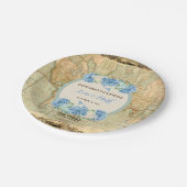 アドベンチャーアワitsヴィンテージワールドマップブルーアジサイ ペーパープレート (アングル)