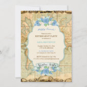 アドベンチャーアワitsヴィンテージワールドマップブルーアジサイ 招待状 (正面)