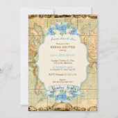 アドベンチャーアワitsヴィンテージワールドマップブルーアジサイ 招待状 (正面)