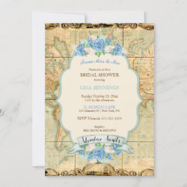 アドベンチャーアワitsヴィンテージワールドマップブルーアジサイ 招待状