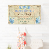 アドベンチャーアワitsヴィンテージワールドマップブルーアジサイ 横断幕 (インサイチュ)