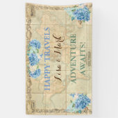 アドベンチャーアワitsヴィンテージワールドマップブルーアジサイ 横断幕 (縦)