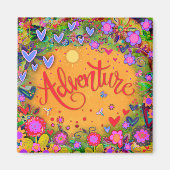 アドベンチャーイエローおもしろいフローラモダンインスピレーション マグネット (正面)