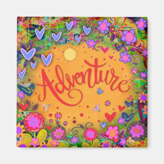 アドベンチャーイエローおもしろいフローラモダンインスピレーション マグネット (正面)