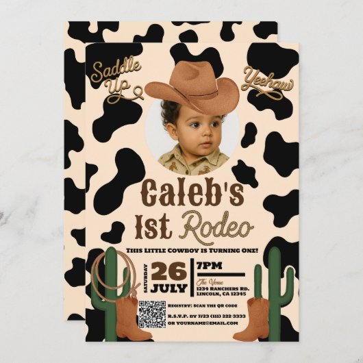 アドベンチャーインザウェストワイルド1 ONE 1st Rodeoパーティー 招待状 (正面/裏面)