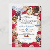 アドベンチャーインワンダーランド不機嫌ティーパーティー誕生日 招待状 (正面)