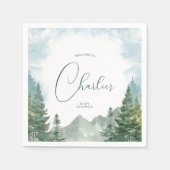 アドベンチャーウォーターカラーフォレストベビーシャワー スタンダードカクテルナプキン (正面)