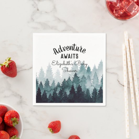 アドベンチャーウォーター素朴カラーフォレストベビーシャワー スタンダードカクテルナプキン (インサイチュ)