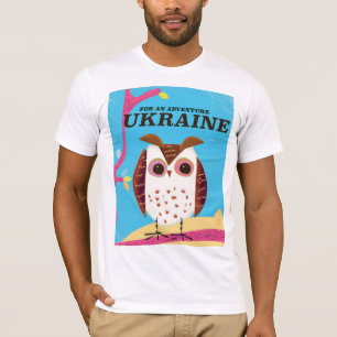 アドベンチャーウクライナフクロウのヴィンテージポスター Tシャツ