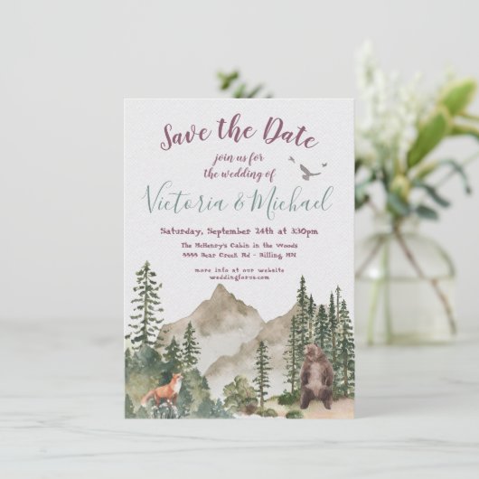 アドベンチャーウッドランドの山林の日付を保存 招待状 (スタンド正面)