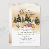 アドベンチャーウッドランドの赤ちゃんシャワーを浴びる 招待状 (正面/裏面)