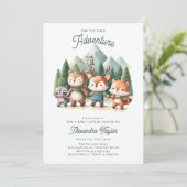 アドベンチャーウッドランドアニマルズニュートラルベビーシャワー 招待状 (スタンド正面)