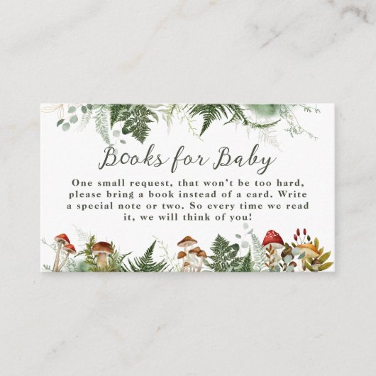 アドベンチャーウッドランドキノコ男の赤ちゃんシャワー エンクロージャーカード (正面)