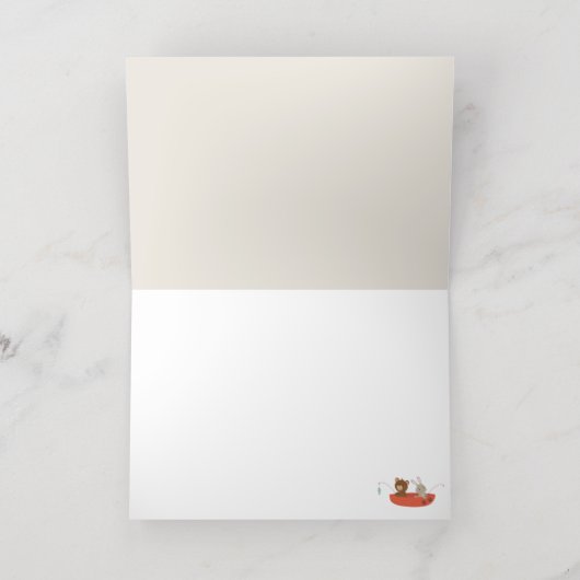 アドベンチャーウッドランドニュートラルベビーシャワーありがとう 箔グリーティングカード (内側レイダウン)