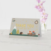 アドベンチャーウッドランドニュートラルベビーシャワーありがとう 箔グリーティングカード (蘭)