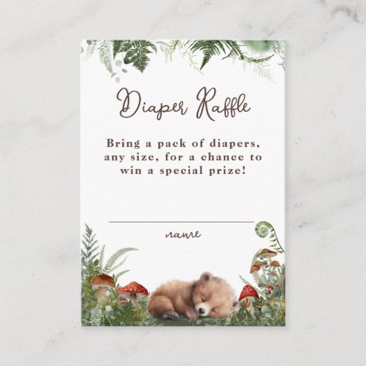 アドベンチャーウッドランドマッシュルームシダ男の赤ちゃんシャワー エンクロージャーカード (正面)