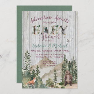 アドベンチャーウッドランド山林ベビーシャワー 招待状