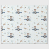 アドベンチャーエアビエーションベアーブルー飛行機 ラッピングペーパー (フラット)