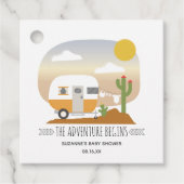 アドベンチャーオレンジキャンパークロースレインベビーシャワー フェイバータグ (正面)