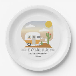 アドベンチャーオレンジキャンパークロースレインベビーシャワー ペーパープレート