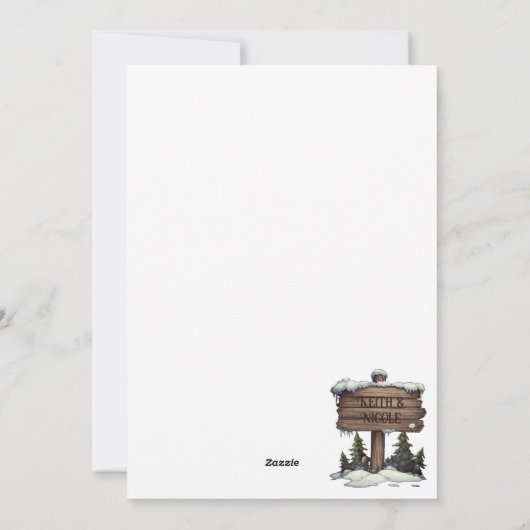 アドベンチャーカワイカップルかわいい屋外クリスマス シーズンカード (裏面)