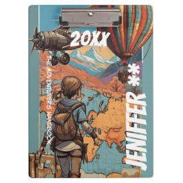 アドベンチャーガールパーソナライズされたトラベルテーマ クリップボード