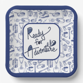 アドベンチャーキャンプギアパターン ペーパープレート