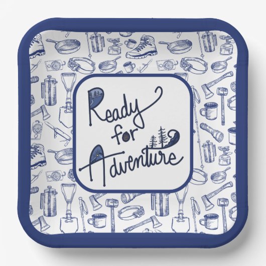 アドベンチャーキャンプギアパターン ペーパープレート (正面)