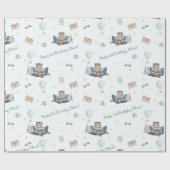 アドベンチャーキュートアビエーションベアーブルー飛行機カスタム ラッピングペーパー (フラット)