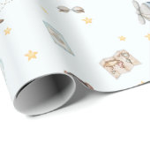 アドベンチャーキュートアビエーションベアーブルー飛行機カスタム ラッピングペーパー (ロールコーナー)