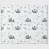 アドベンチャーキュートアビエーションベアーブルー飛行機 ラッピングペーパー (フラット)