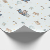 アドベンチャーキュートアビエーションベアーブルー飛行機 ラッピングペーパー (角)