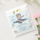 アドベンチャーキュートベアーブルー飛行機オ男の子ベビーシャワー フェイバーバッグ (封をした状態)