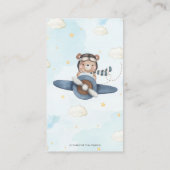 アドベンチャーキュートベアーブルー飛行機ベビーおむつラッフル エンクロージャーカード (裏面)
