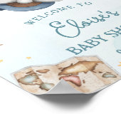 アドベンチャーキュートベアーブルー飛行機ボーイベビーシャワー ポスター (角)