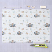 アドベンチャーキュート航空ベアーブルー飛行機デコパージュ 薄葉紙 (クラフト)