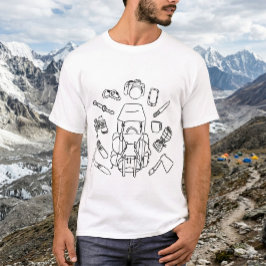 アドベンチャーギア スケッチ | ハイキング必需品 ラインアート Tシャツ