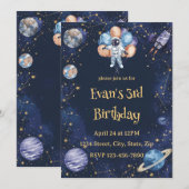 アドベンチャーギャラクシー 誕生日招待状 | 宇宙飛行士 招待状 (正面/裏面)