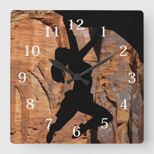 アドベンチャークライマーアクリルウォールクロック スクエア壁時計 (正面)