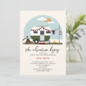 アドベンチャーグリーンキャンパーランバージャックベビーシャワー 招待状 (スタンド正面)